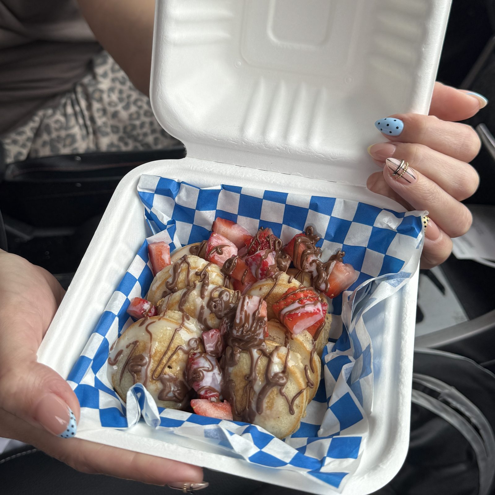 Mini pancake stack with strawberries